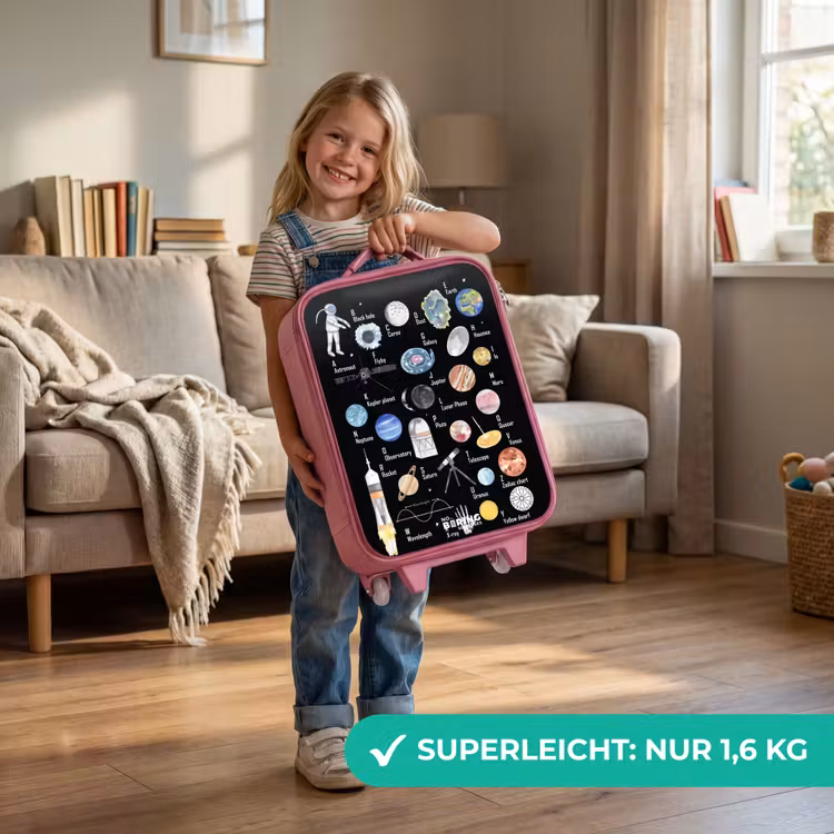 Kinderkoffer Rosa - Thema Alphabet im Weltraum — 3