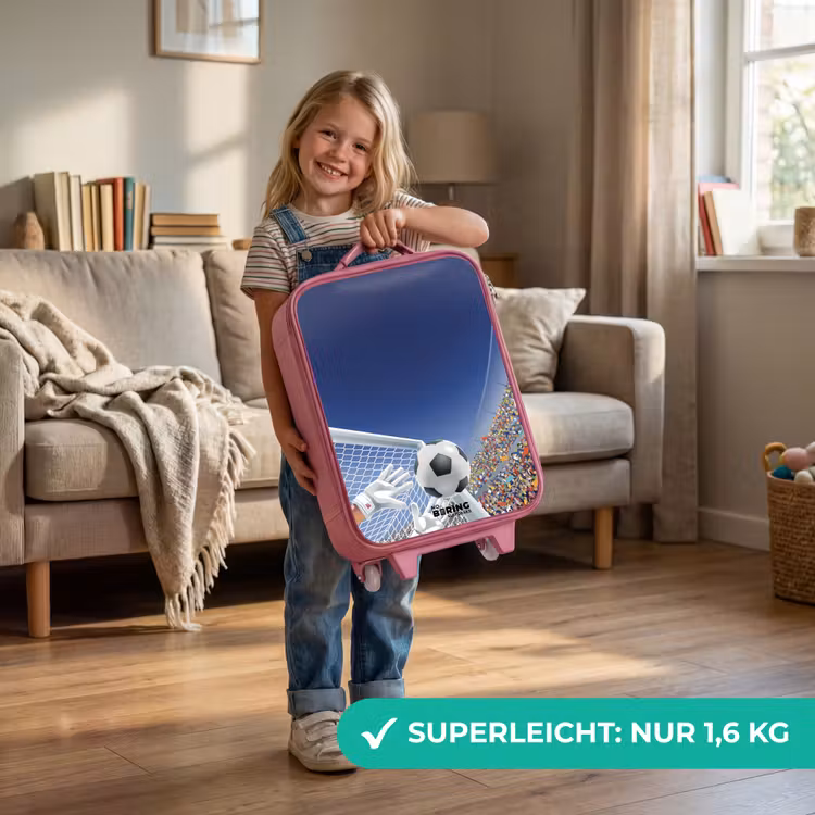 Kinderkoffer Rosa - Torwart stoppt einen Fußball — 3