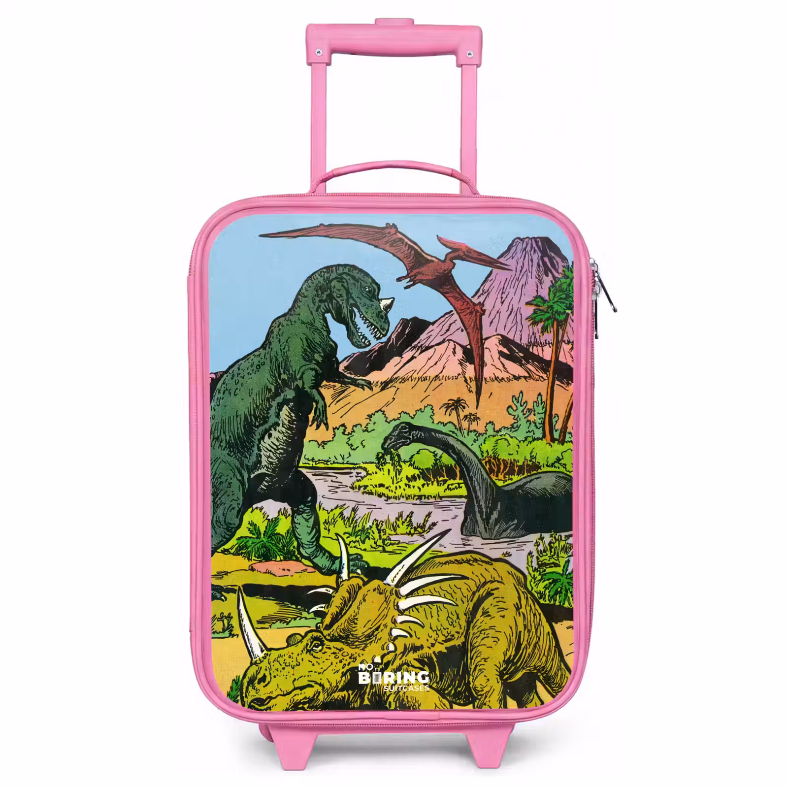 Kinderkoffer Rosa - Dinosaurier an einem Vulkan — 1