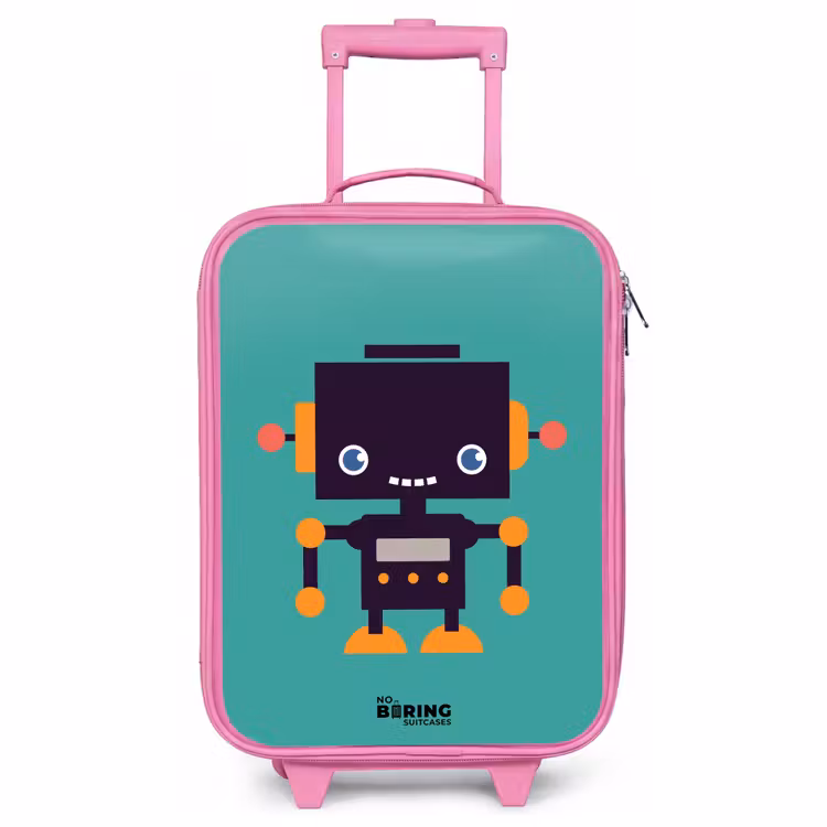 Kinderkoffer Rosa - Grüner Roboter — 1