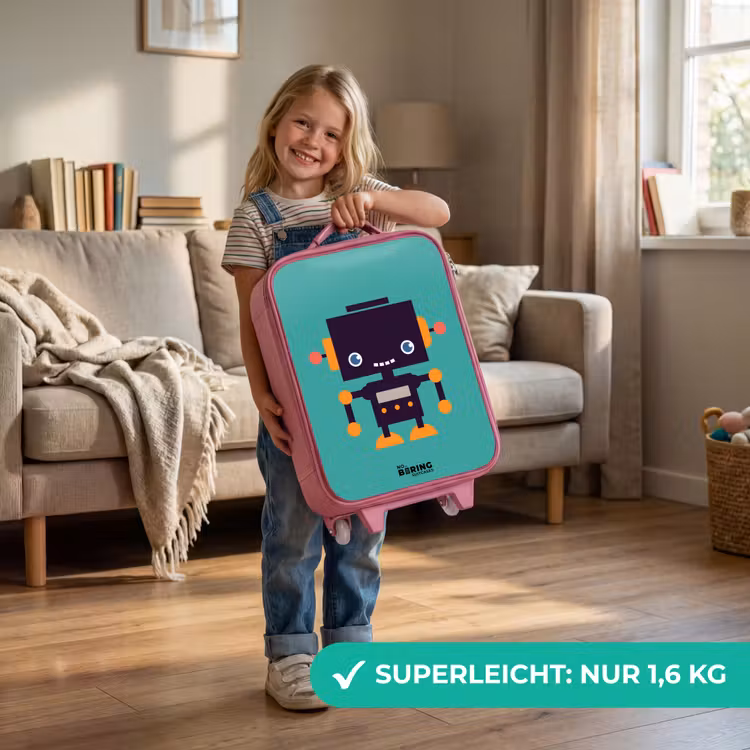 Kinderkoffer Rosa - Grüner Roboter — 3