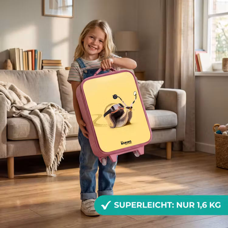Kinderkoffer Rosa - Schnecke mit Motorradhelm — 3