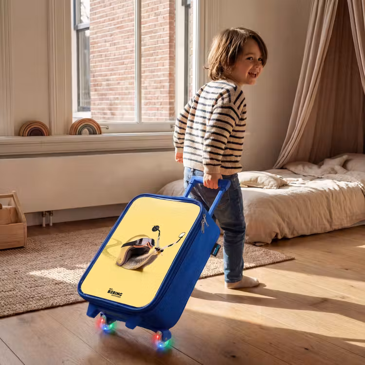 Kinderkoffer Blau - Schnecke mit Motorradhelm — 2