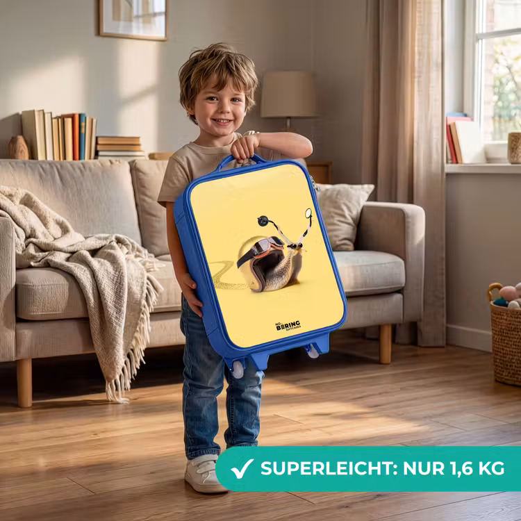 Kinderkoffer Blau - Schnecke mit Motorradhelm — 3