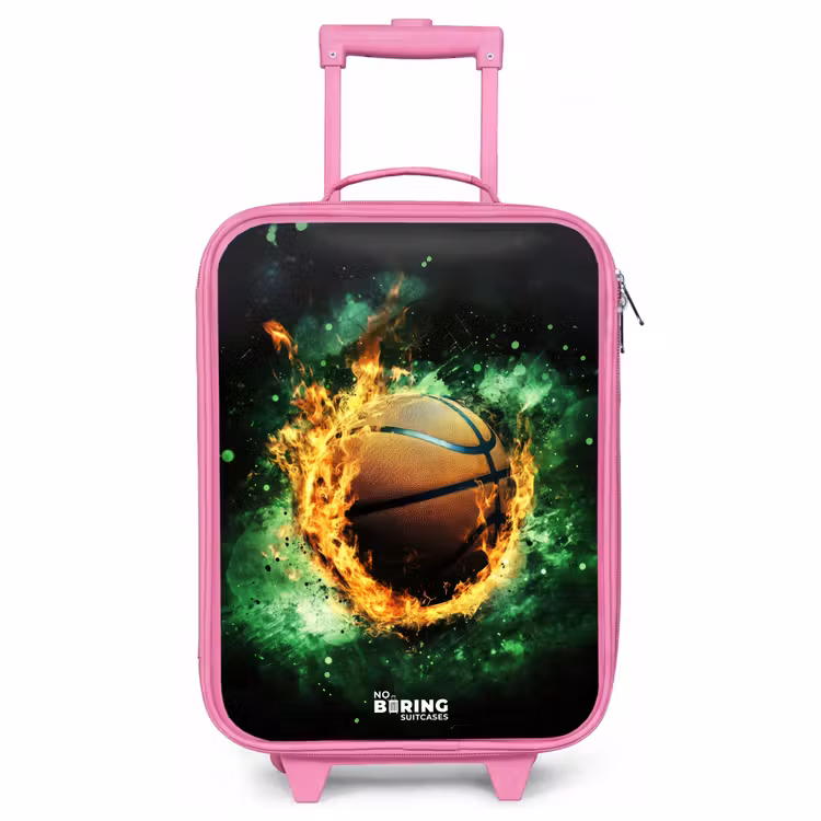 Kinderkoffer Rosa - Basketball in Flammen und explosiver Energie — 1