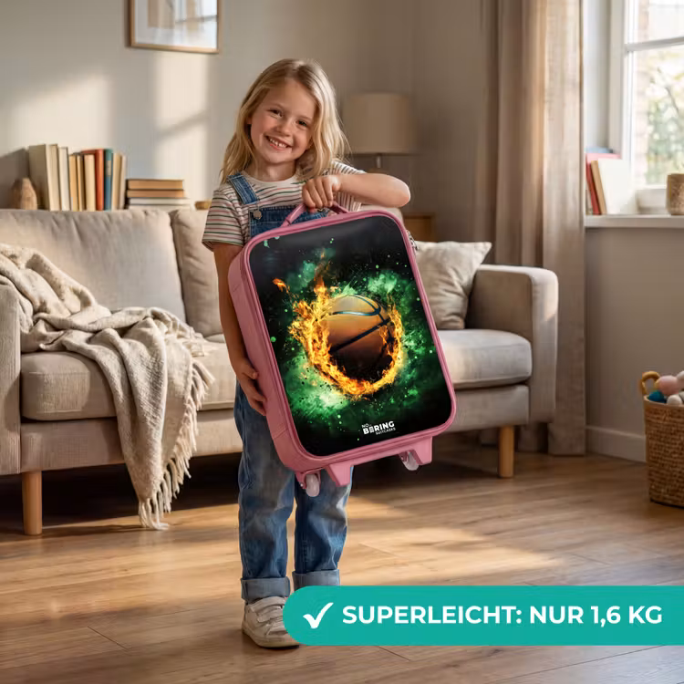 Kinderkoffer Rosa - Basketball in Flammen und explosiver Energie — 3