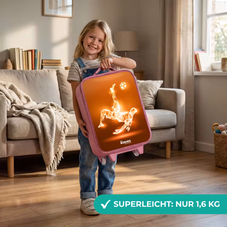 Kinderkoffer Rosa - Orangefarbener Leichtfußballer im Schwebemoment — 3