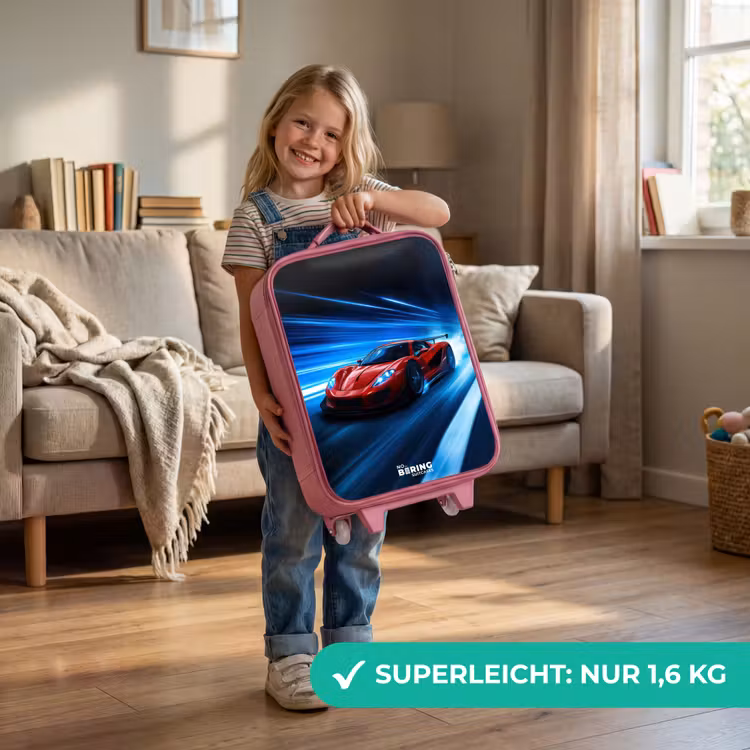 Kinderkoffer Rosa - Roter Rennwagen in der digitalen Geschwindigkeitswelt — 3