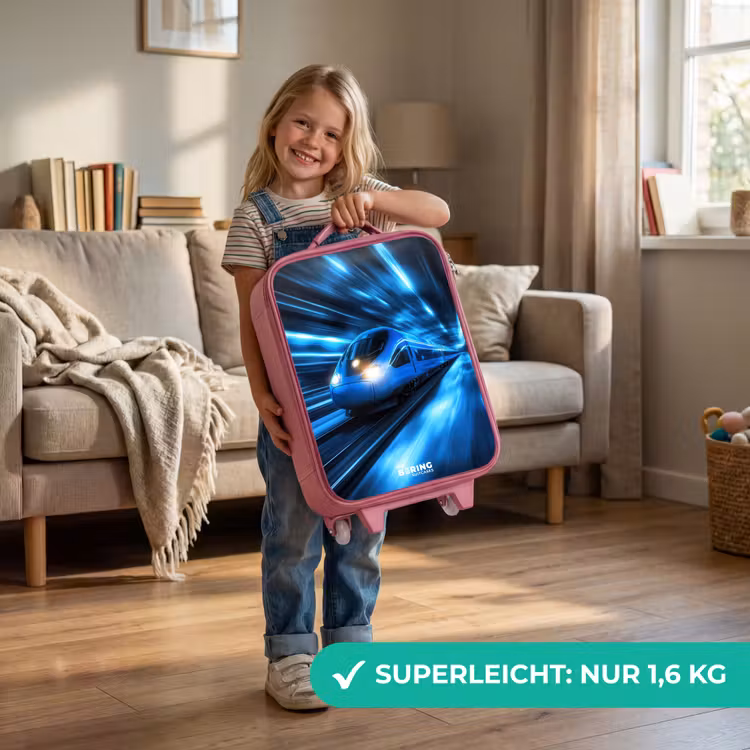 Kinderkoffer Rosa - Superschnellzug im neonblauen Tunnel — 3