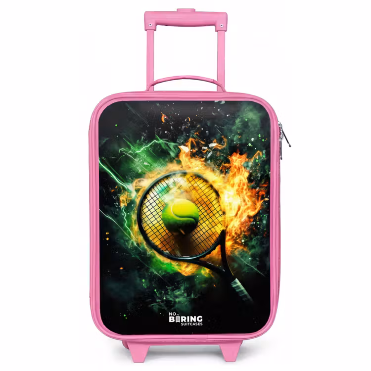 Kinderkoffer Rosa - Tennisball in Flammen bei starkem Aufprall — 1