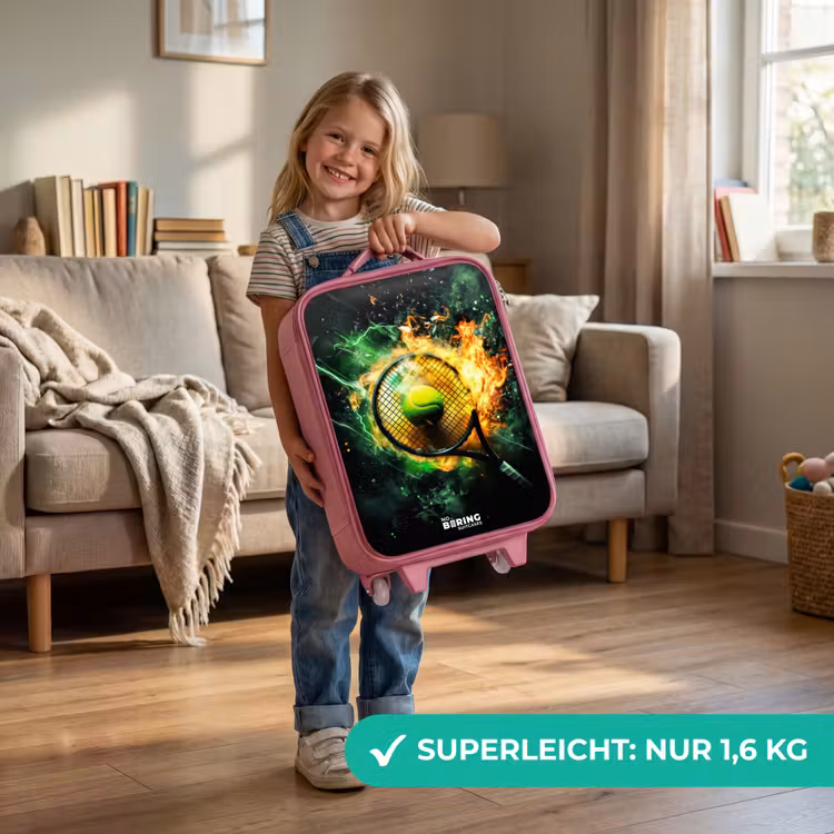 Kinderkoffer Rosa - Tennisball in Flammen bei starkem Aufprall — 3