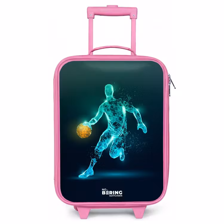 Kinderkoffer Rosa - Basketballspieler in Neon-Dribbling-Aktion — 1