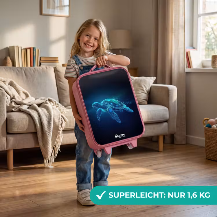 Kinderkoffer Rosa - Leuchtende Schildkröte im digitalen Ozean — 3