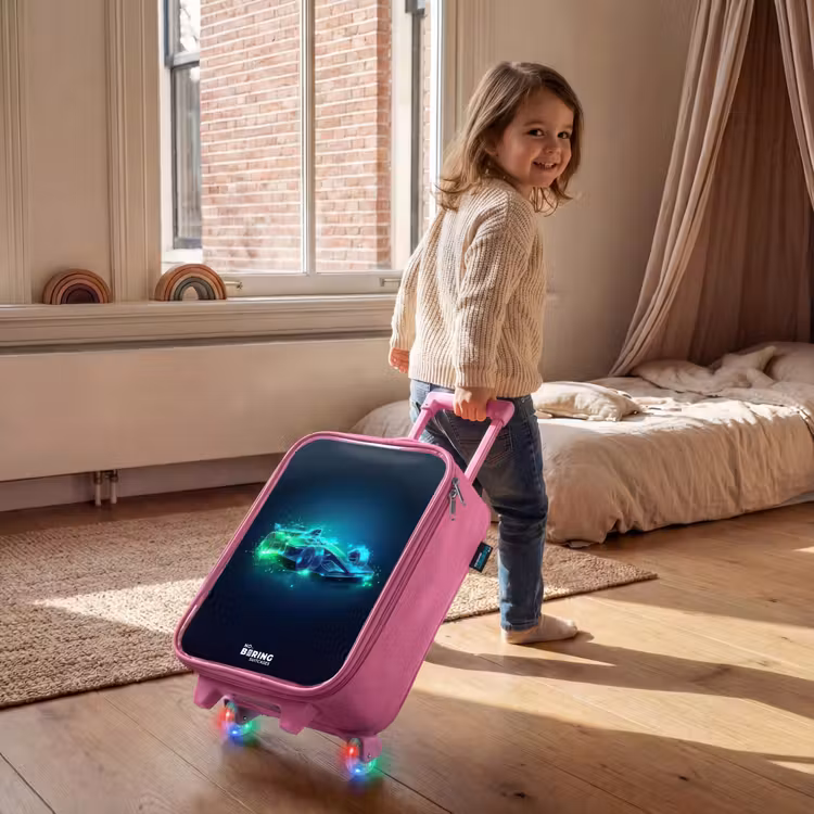 Kinderkoffer Rosa - Neon-Rennwagen im digitalen Stil — 2