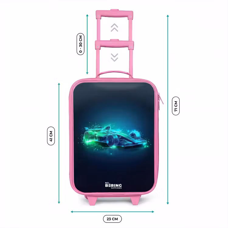 Kinderkoffer Rosa - Neon-Rennwagen im digitalen Stil — 7