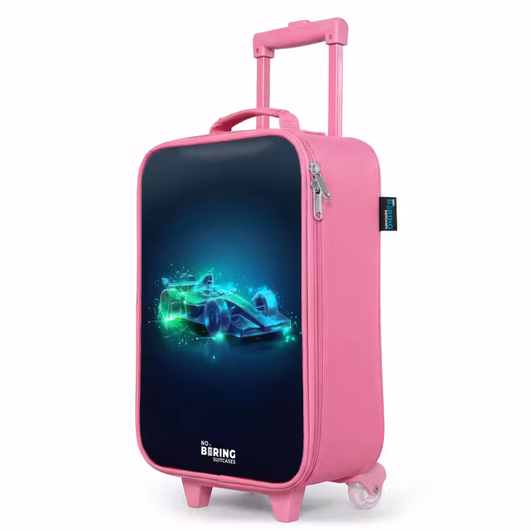 Kinderkoffer Rosa - Neon-Rennwagen im digitalen Stil — 8