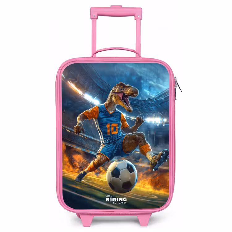 Kinderkoffer Rosa - T-Rex als Fußballer im vollen Stadion — 1