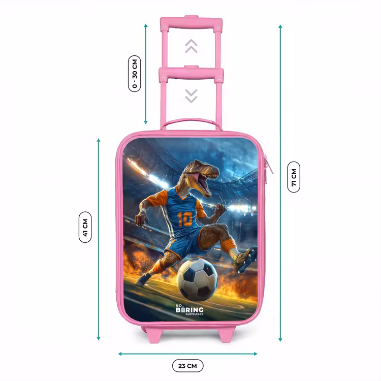 Kinderkoffer Rosa - T-Rex als Fußballer im vollen Stadion — 7