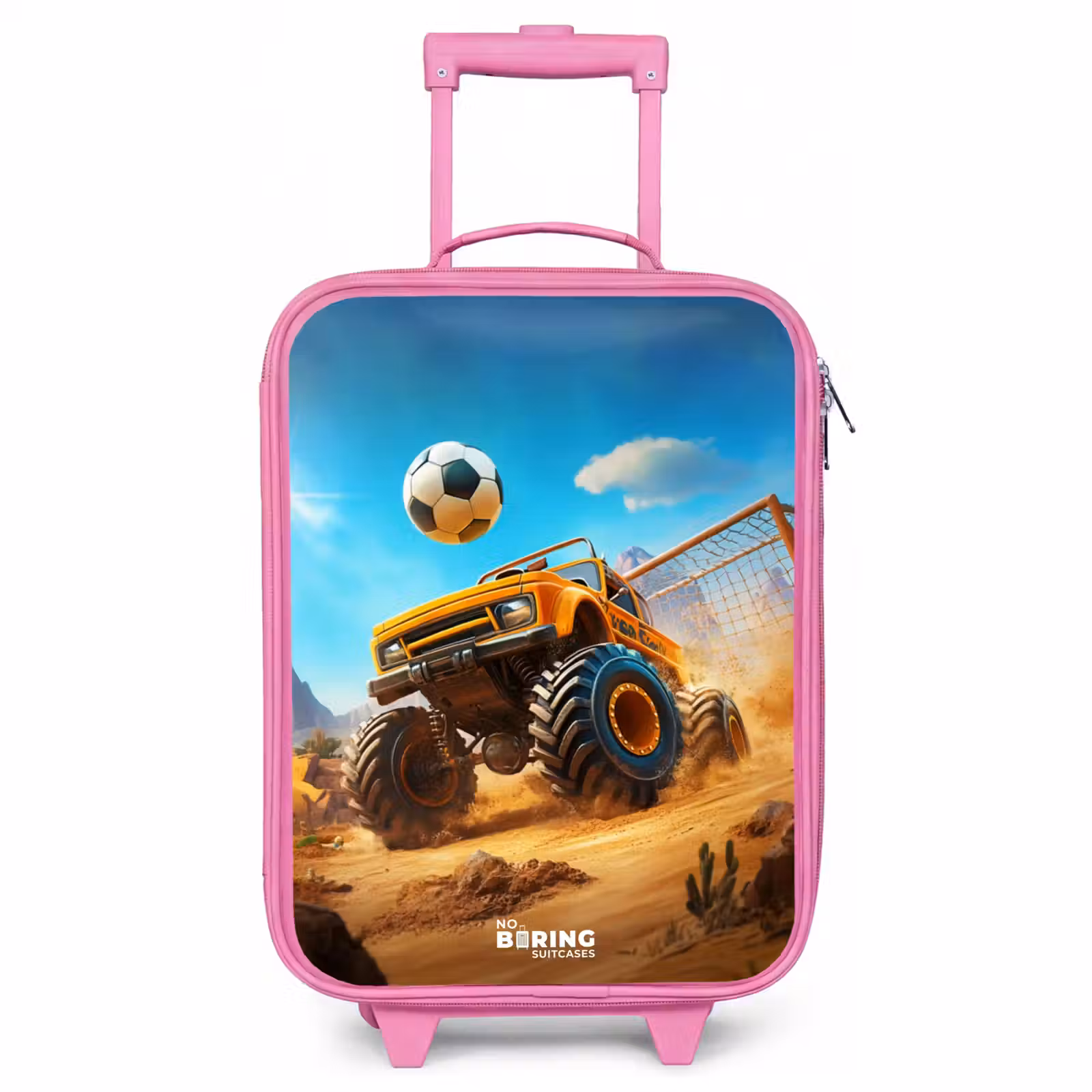 Kinderkoffer Rosa - Monstertruck schießt Tor im Wüstenstadion — 1