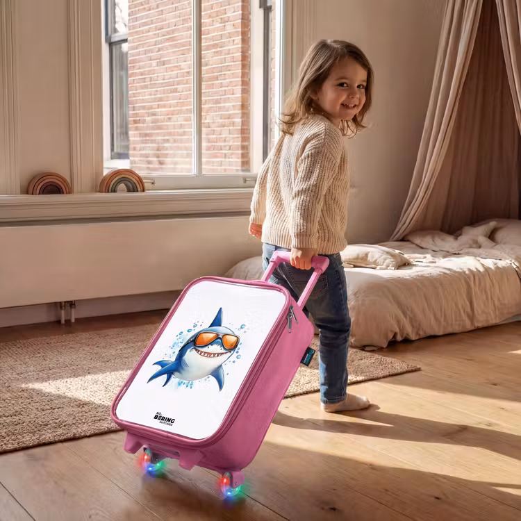 Kinderkoffer Rosa - Cooler Hai mit Sonnenbrille im Wasser — 2