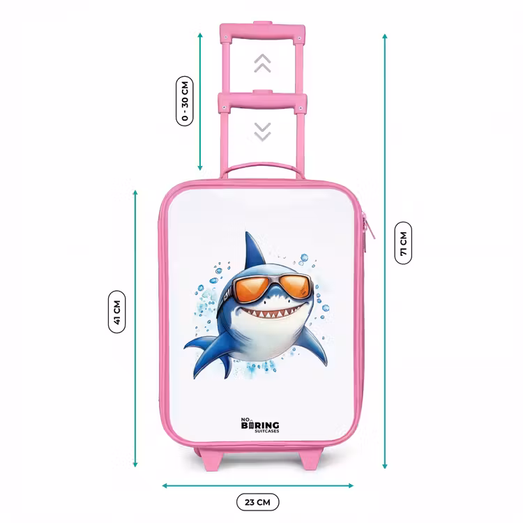 Kinderkoffer Rosa - Cooler Hai mit Sonnenbrille im Wasser — 7