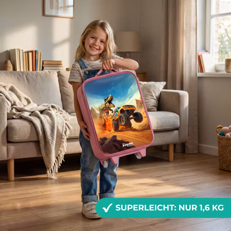 Kinderkoffer Rosa - Flüchtender Lkw nach T-Rex in feuriger Wüste — 3