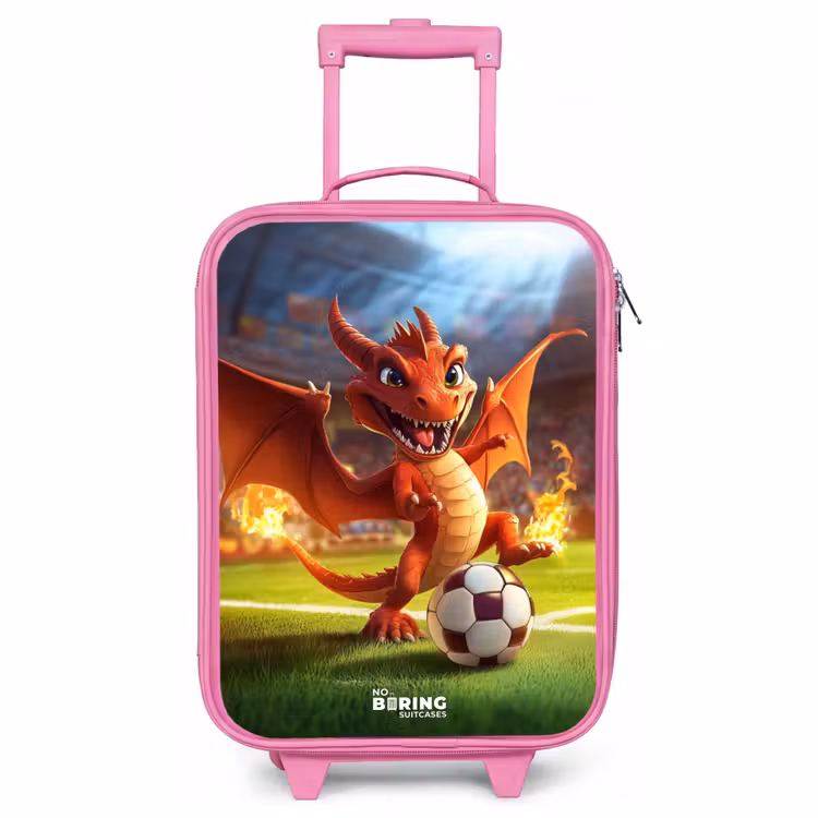 Kinderkoffer Rosa - Red Dragon spielt Fußball im sonnigen Stadion — 1