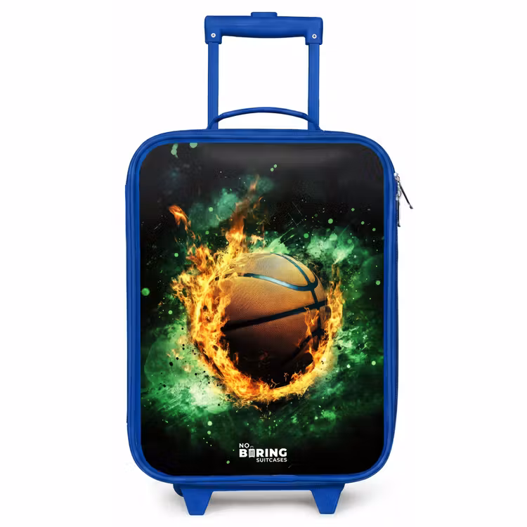 Kinderkoffer Blau - Basketball in Flammen und explosiver Energie — 1