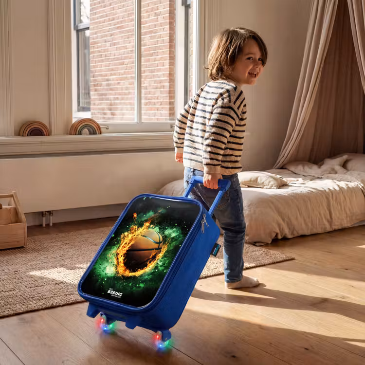Kinderkoffer Blau - Basketball in Flammen und explosiver Energie — 2
