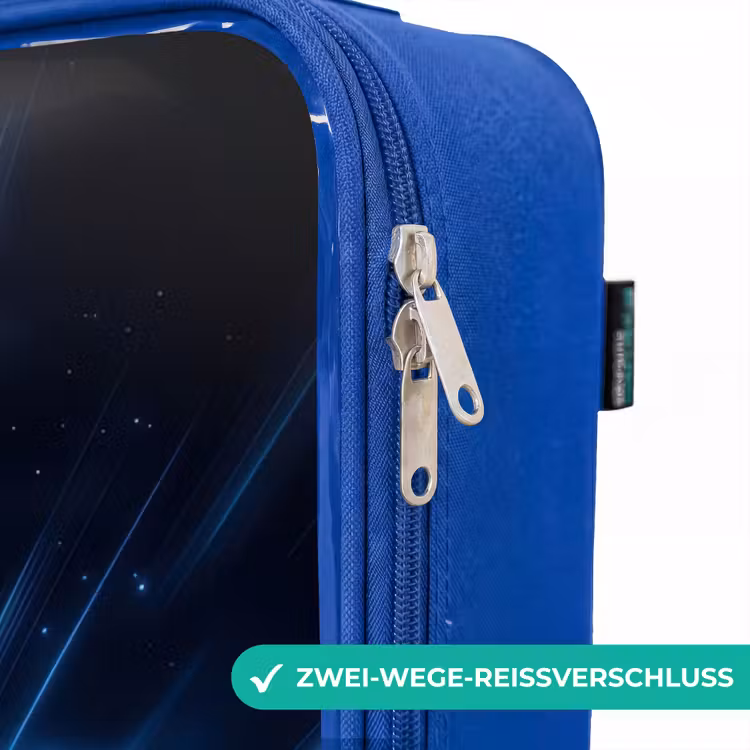 Kinderkoffer Blau - Weltraumrakete hebt in nächtlicher Lichtshow ab — 5