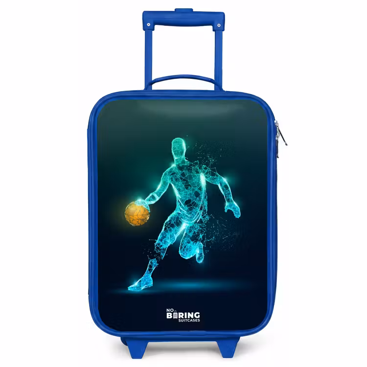 Kinderkoffer Blau - Basketballspieler in Neon-Dribbling-Aktion — 1