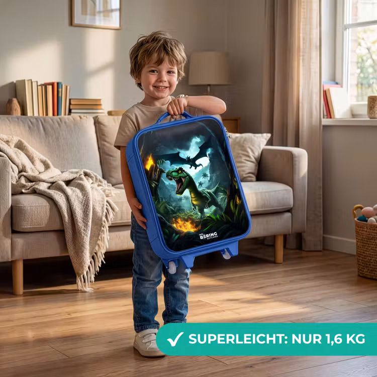 Kinderkoffer Blau - Dinosaurier und Drache im feurigen Dschungeltal — 3