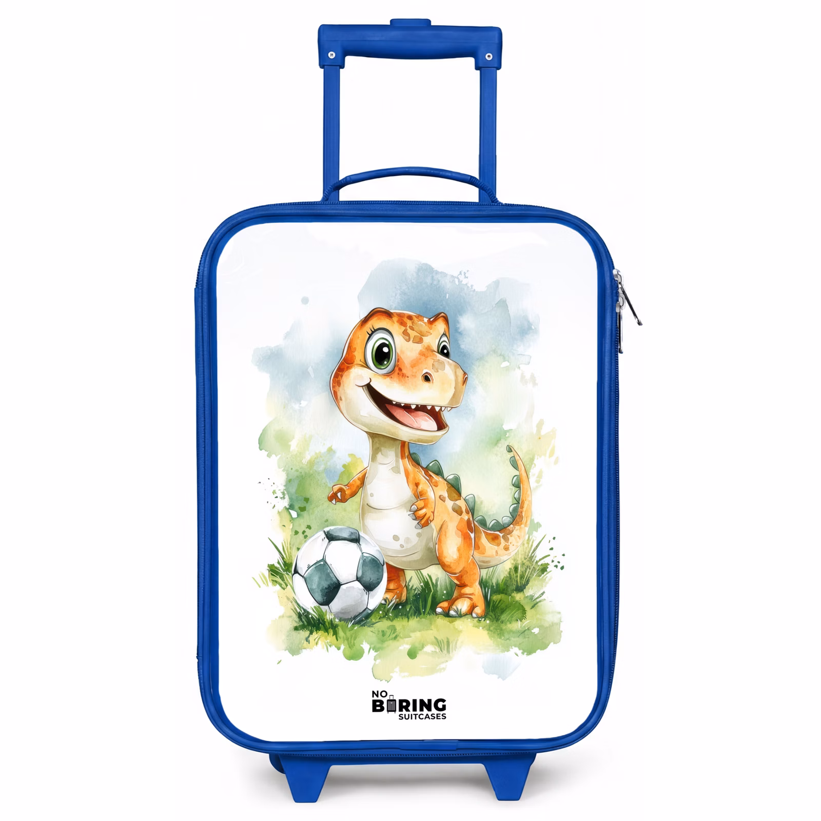 Kinderkoffer Blau - Dino mit Fußball im bunten Feld — 1
