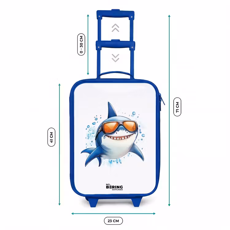 Kinderkoffer Blau - Cooler Hai mit Sonnenbrille im Wasser — 7