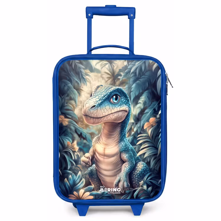 Kinderkoffer Blau - Dino im mystischen Dschungel mit Mondlicht — 1