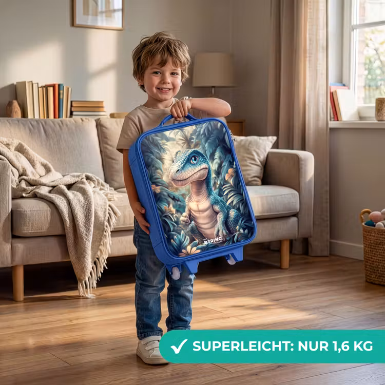 Kinderkoffer Blau - Dino im mystischen Dschungel mit Mondlicht — 3