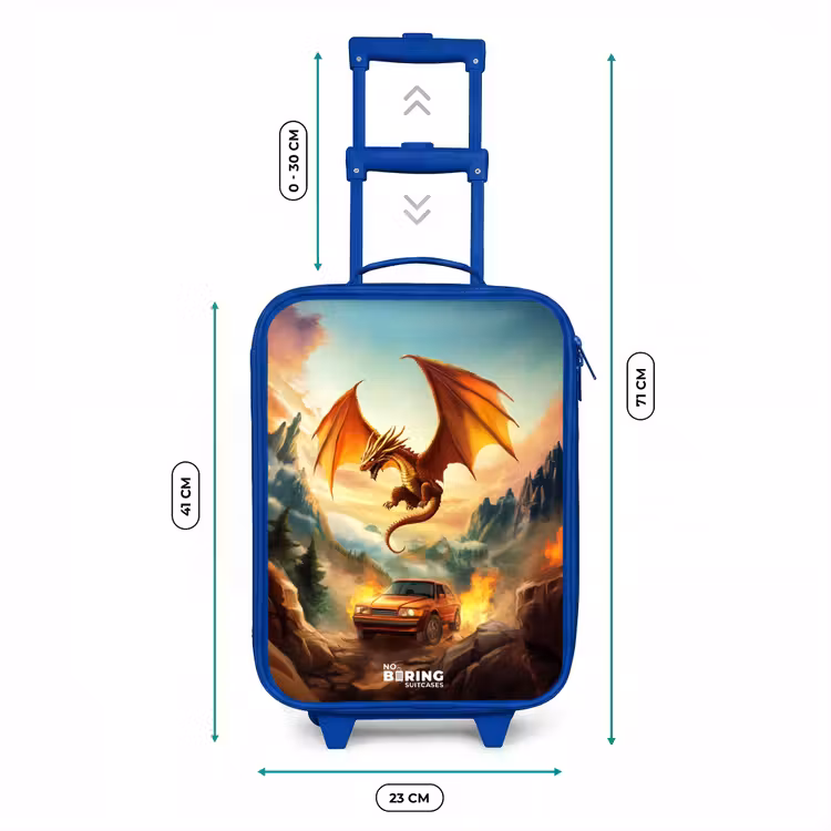 Kinderkoffer Blau - Fliegender Drache über feuriger Bergstraße — 7