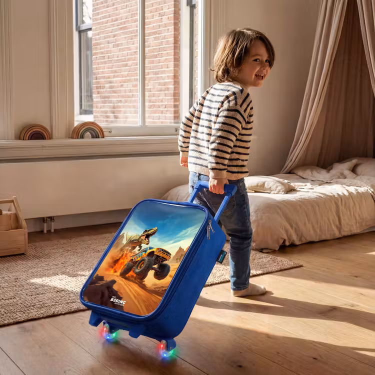 Kinderkoffer Blau - Flüchtender Lkw nach T-Rex in feuriger Wüste — 2