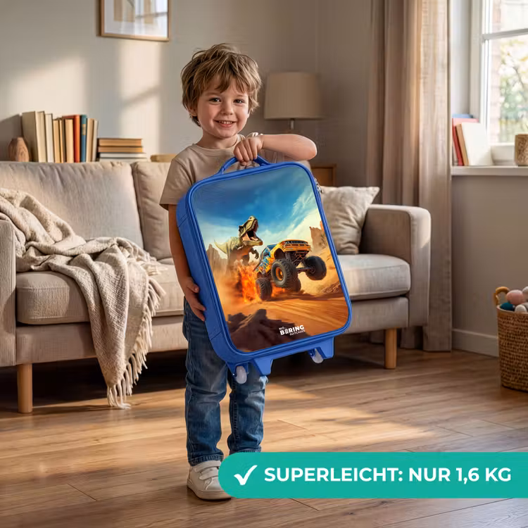 Kinderkoffer Blau - Flüchtender Lkw nach T-Rex in feuriger Wüste — 3
