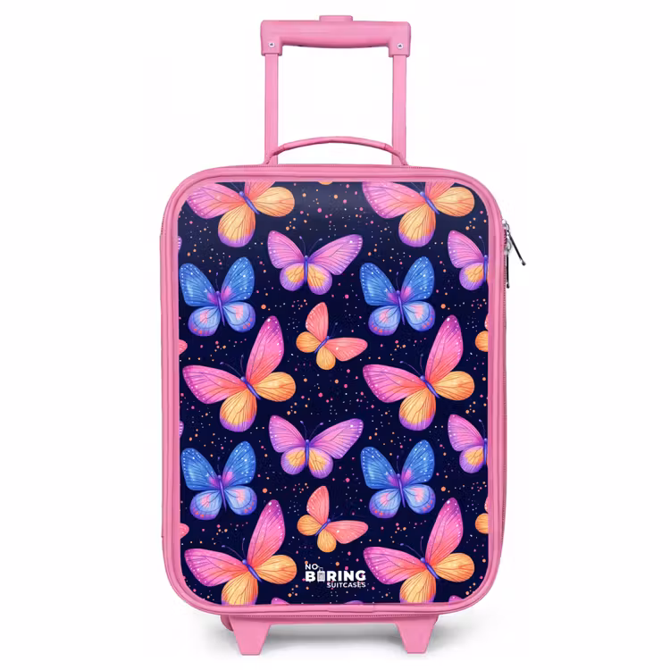 Kinderkoffer Rosa - Bunte Schmetterlinge in Rosa und Blau — 1