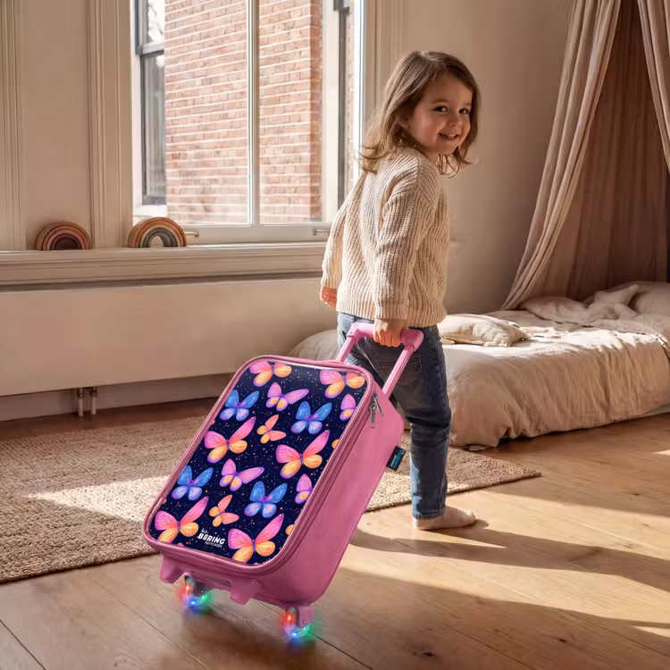 Kinderkoffer Rosa - Bunte Schmetterlinge in Rosa und Blau — 2