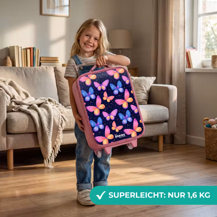 Kinderkoffer Rosa - Bunte Schmetterlinge in Rosa und Blau — 3