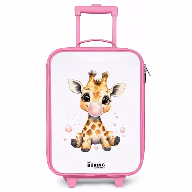 Kinderkoffer Rosa - Giraffe mit rosa Gummitier — 1