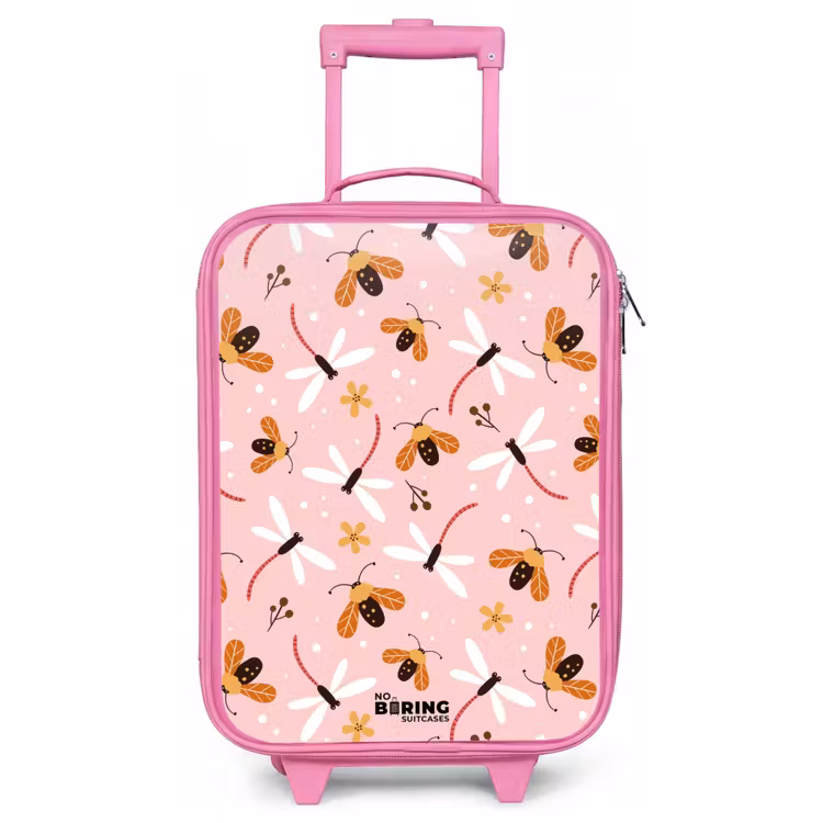 Kinderkoffer Rosa - Marienkäfer und Libellen auf rosa Hintergrund — 1