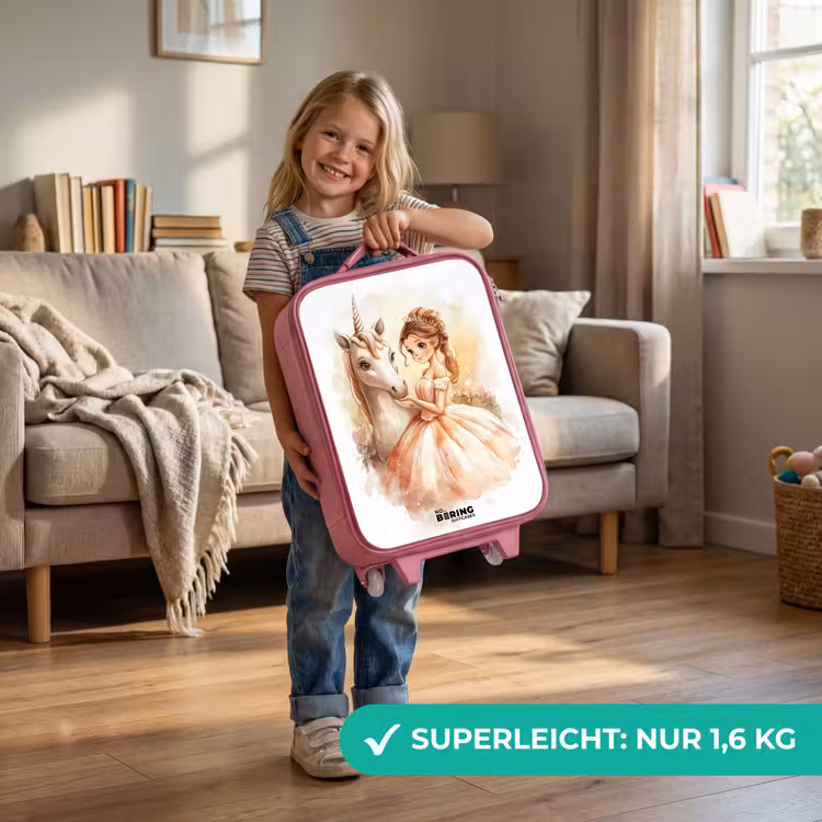 Kinderkoffer Rosa - Prinzessin im Kleid mit weißem Einhorn — 3