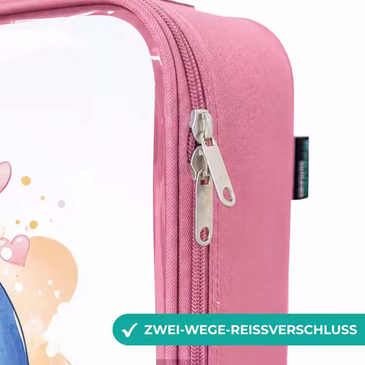 Kinderkoffer Rosa - Rosa Flamingo und blauer Delfin am Strand — 5
