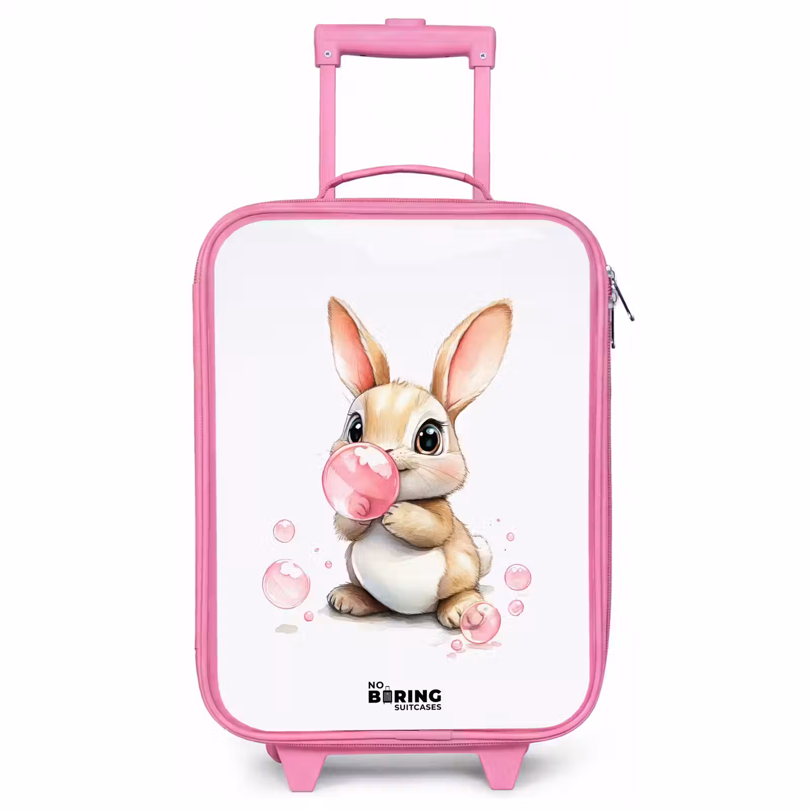 Kinderkoffer Rosa - Brauner Hase mit rosa Blasen — 1