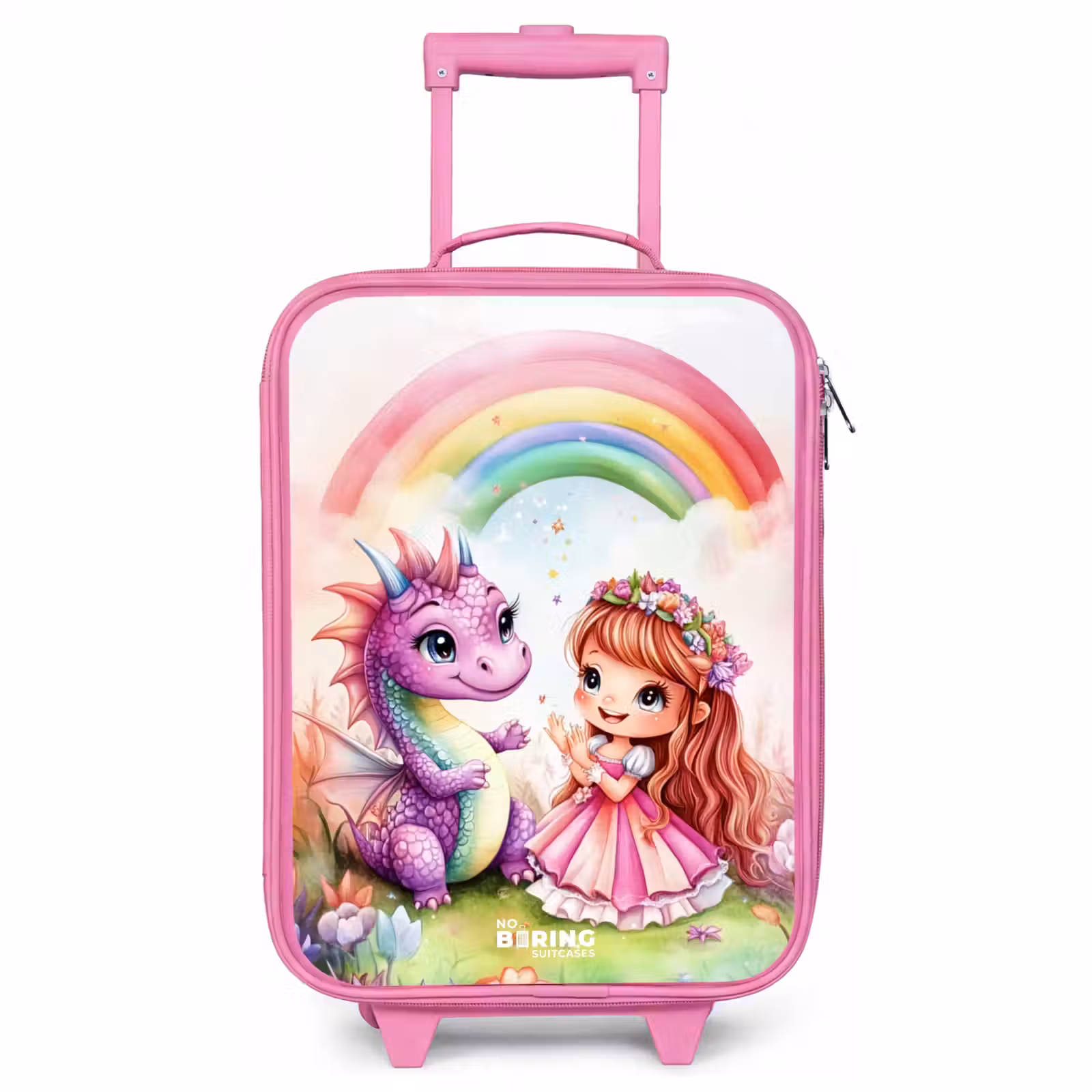 Kinderkoffer Rosa - Mädchen mit lila Drache unter Regenbogen — 1