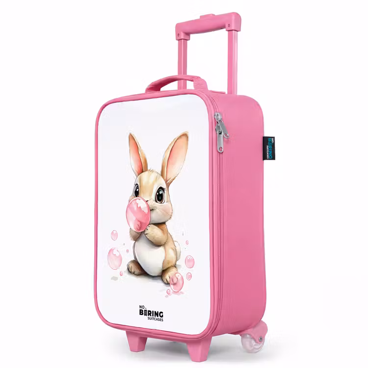 Kinderkoffer Rosa - Brauner Hase mit rosa Blasen — 8