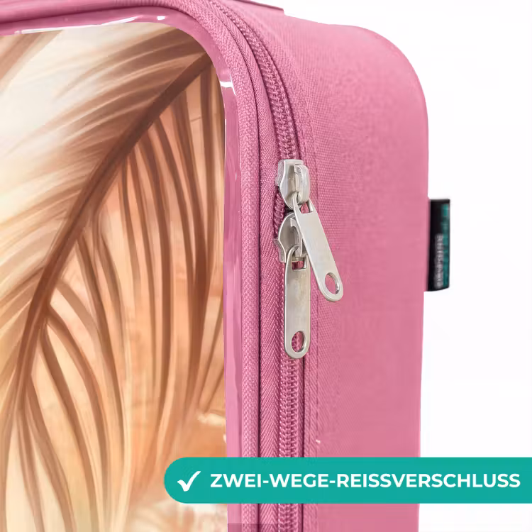 Kinderkoffer Rosa - Flamingo und Schildkröte an einem rosa Strand. — 5